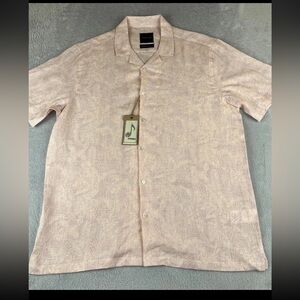 Stitch mens Rose Dust short sleeve button up shirt size Medium